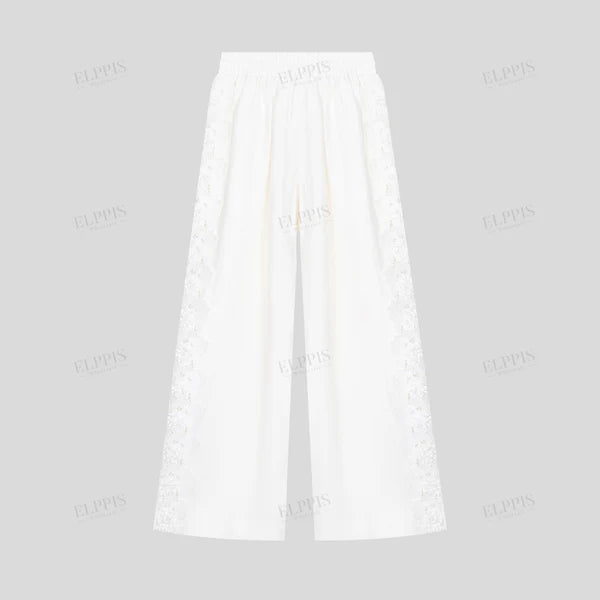 ELPPIS FLORAL LACE LINEN PANT