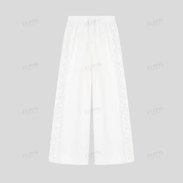 ELPPIS FLORAL LACE LINEN PANT