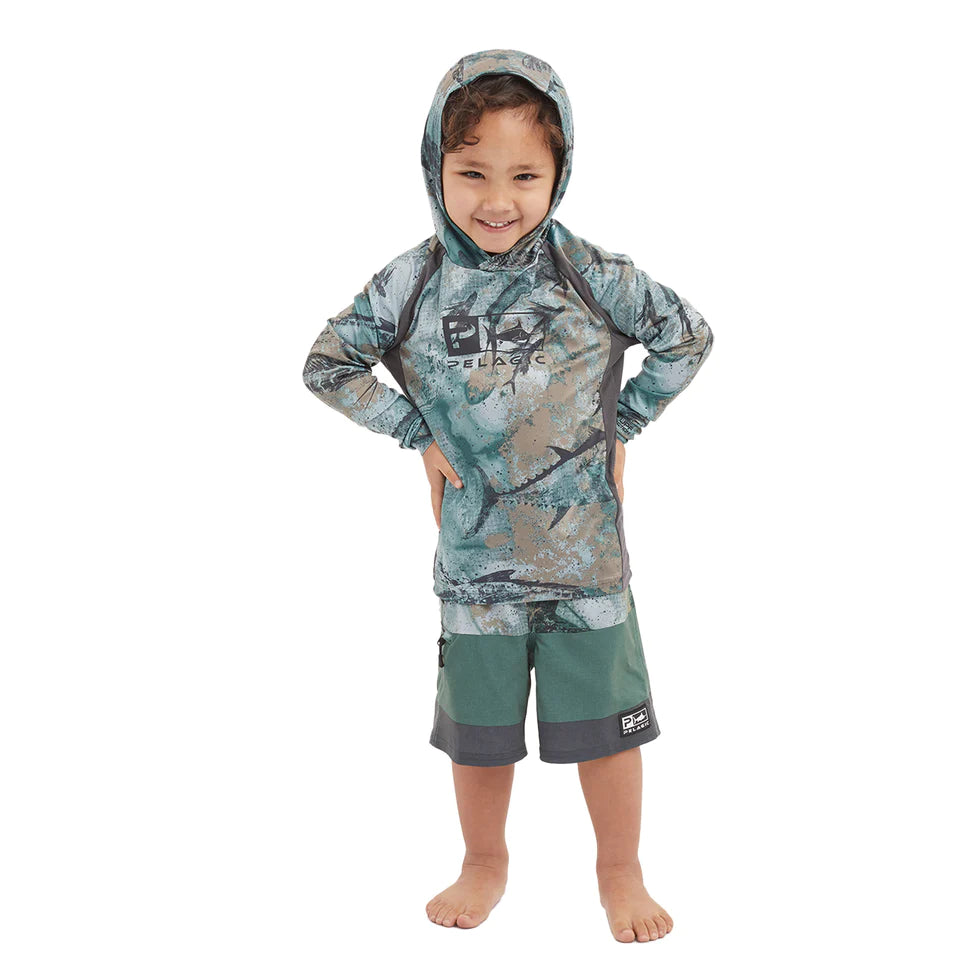 Kid's Aquatek Tails Up Kid's Hooded Fishing Shirt