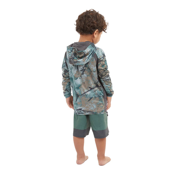 Youth Aquatek Tails Up Youth Hooded Fishing Shirt